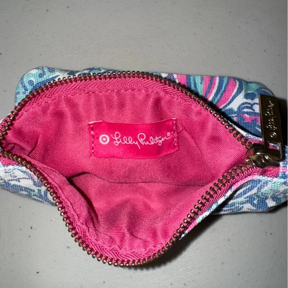 LILLY PULITZER Purse Wallet Wristlet Bag Bamboo Handle Clutch Make-up Canvas Min - Picture 6 of 10